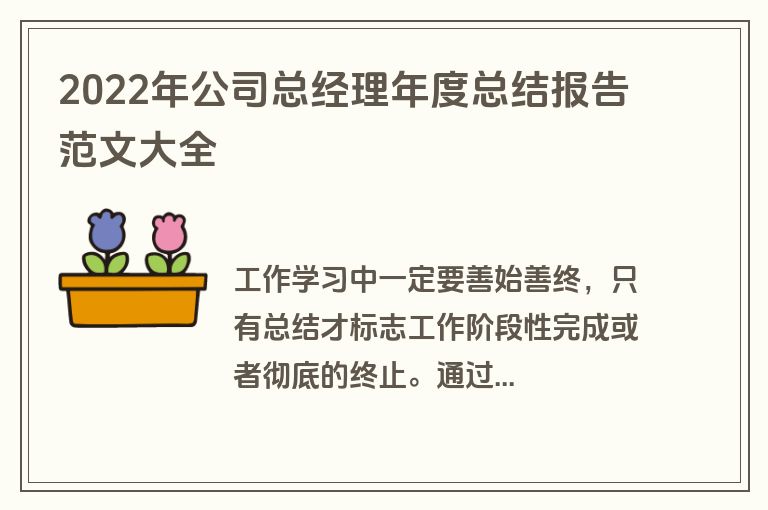 2022年公司总经理年度总结报告范文大全