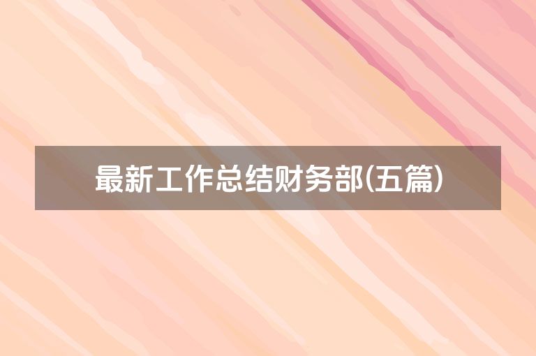 最新工作总结财务部(五篇)