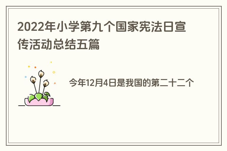 2022年小学第九个国家宪法日宣传活动总结五篇