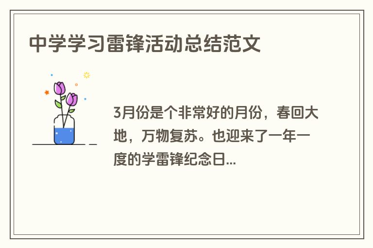 中学学习雷锋活动总结范文