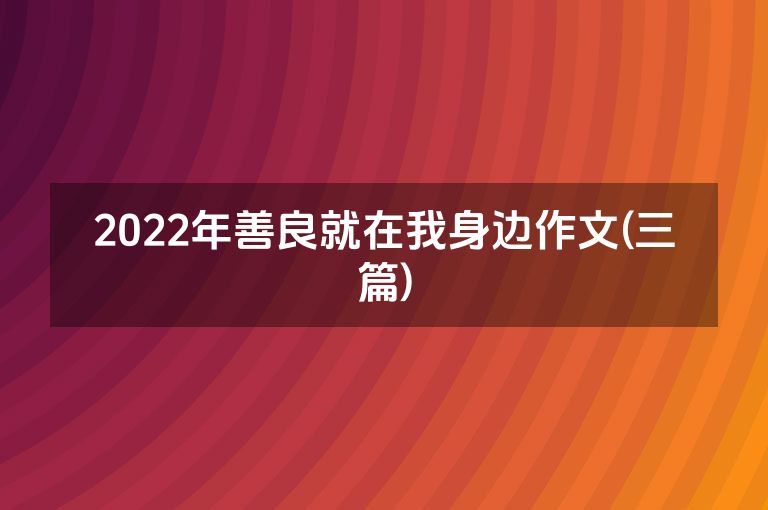2022年善良就在我身边作文(三篇)