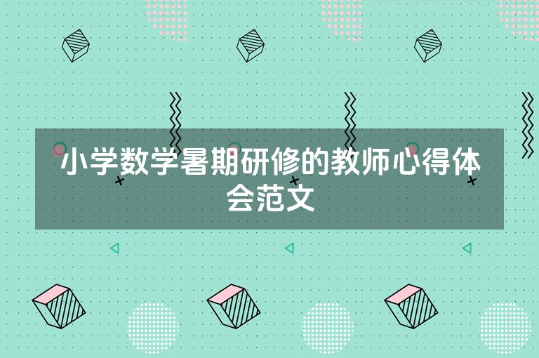 小学数学暑期研修的教师心得体会范文