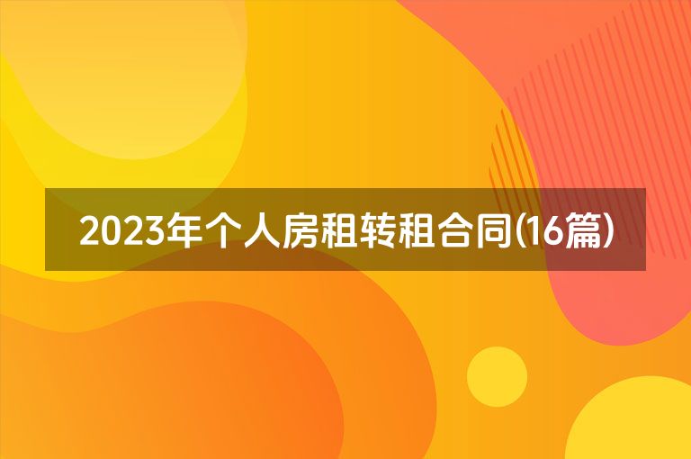 2023年个人房租转租合同(16篇)