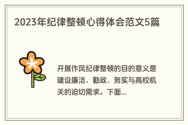 2023年纪律整顿心得体会范文5篇