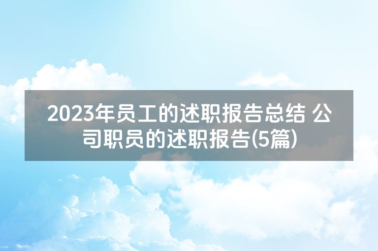 2023年员工的述职报告总结 公司职员的述职报告(5篇)