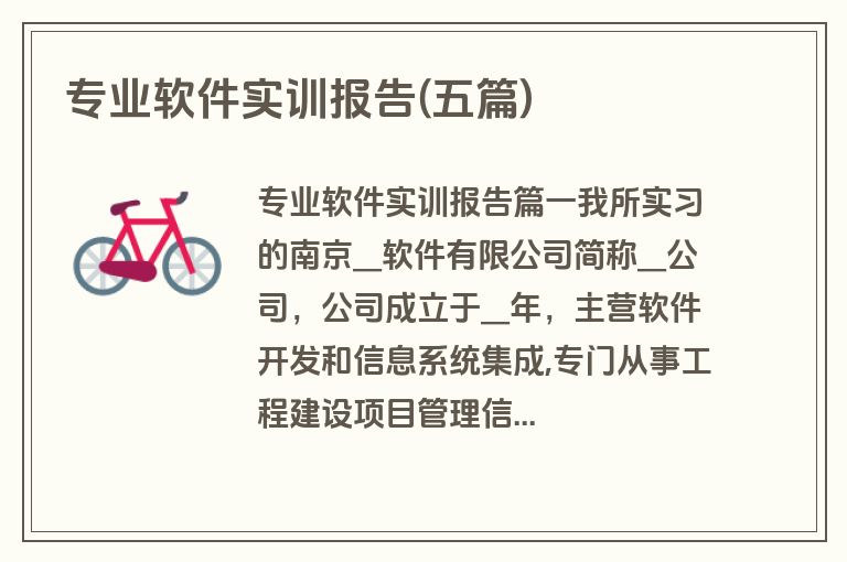 专业软件实训报告(五篇)