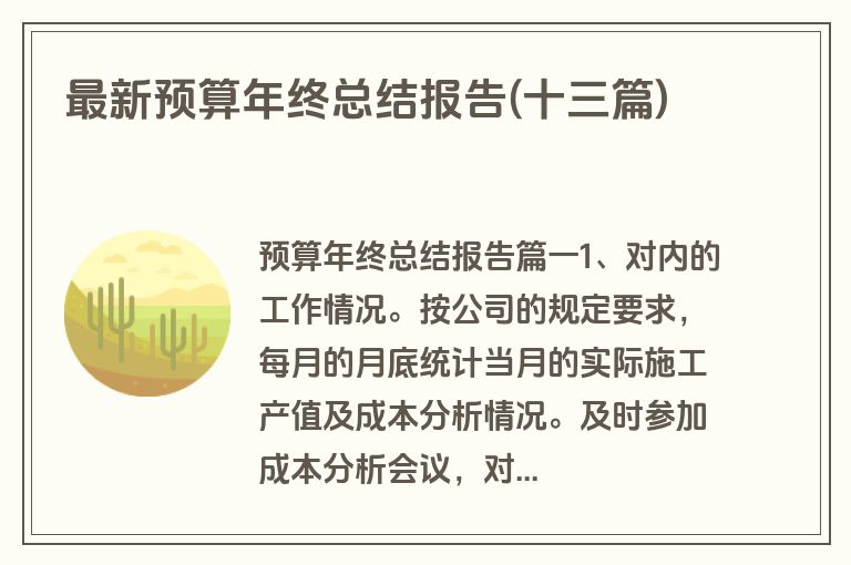 最新预算年终总结报告(十三篇)
