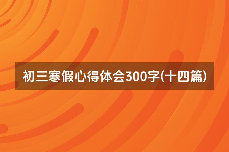 初三寒假心得体会300字(十四篇)