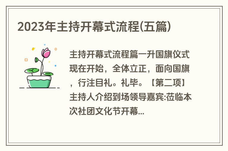 2023年主持开幕式流程(五篇)
