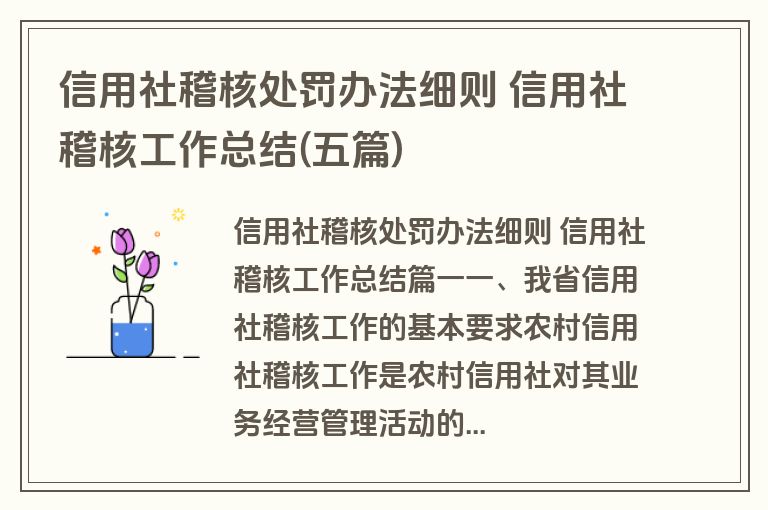 信用社稽核处罚办法细则 信用社稽核工作总结(五篇)