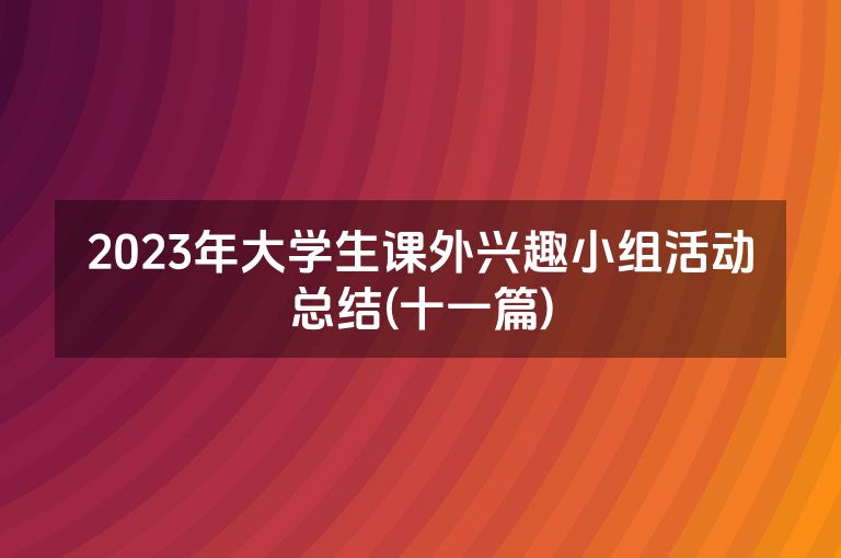 2023年大学生课外兴趣小组活动总结(十一篇)