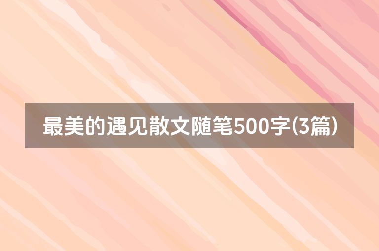 最美的遇见散文随笔500字(3篇)
