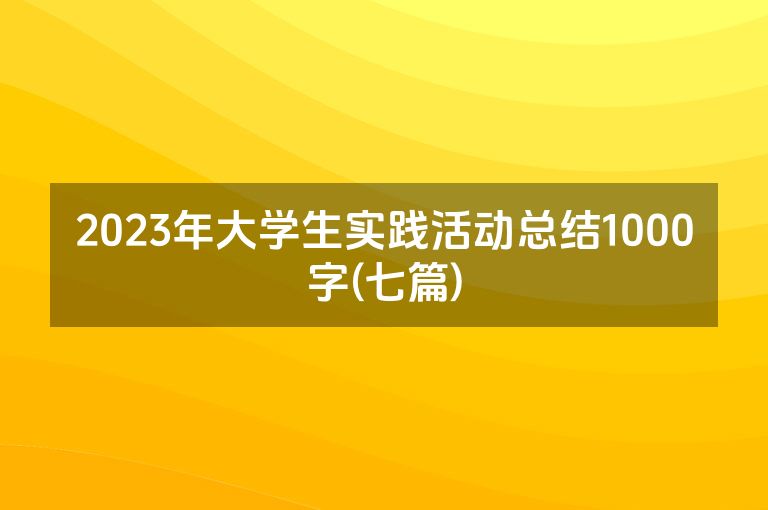 2023年大学生实践活动总结1000字(七篇)