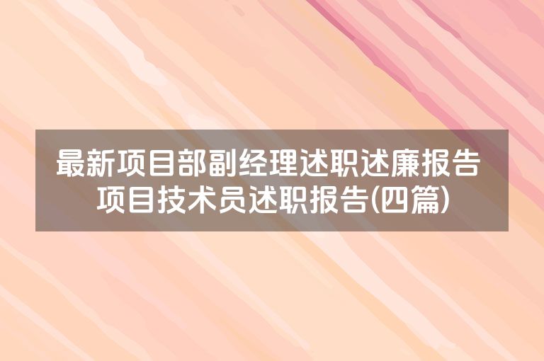 最新项目部副经理述职述廉报告 项目技术员述职报告(四篇)