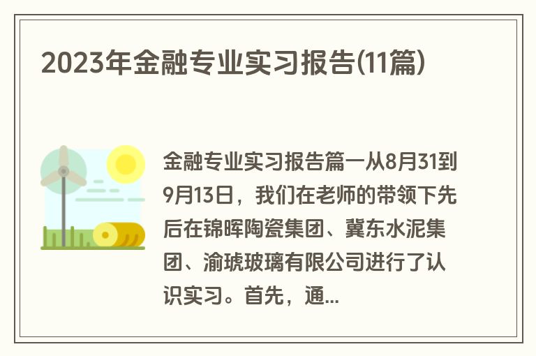 2023年金融专业实习报告(11篇)