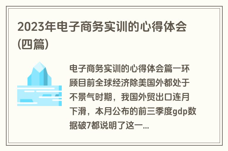 2023年电子商务实训的心得体会(四篇)