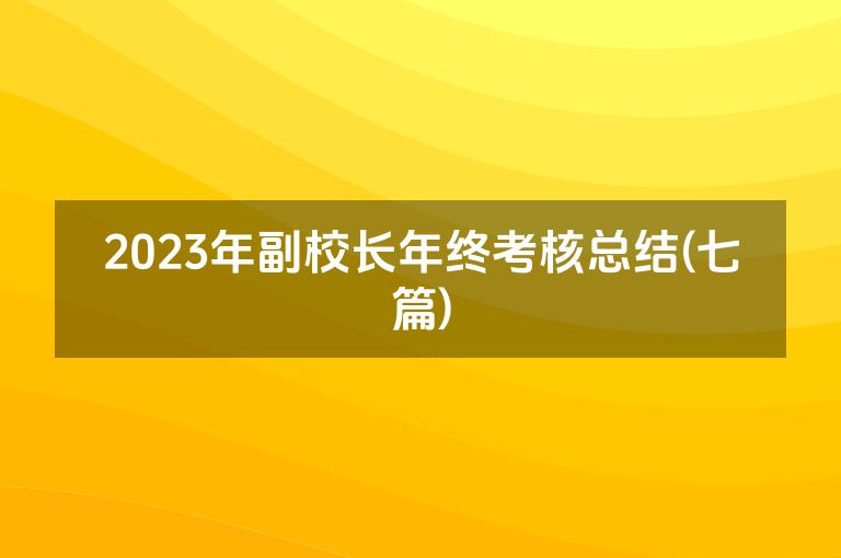 2023年副校长年终考核总结(七篇)