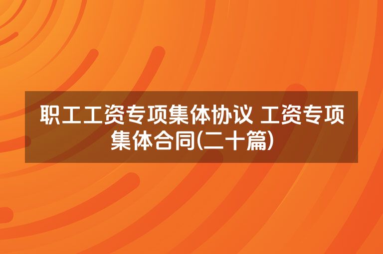 职工工资专项集体协议 工资专项集体合同(二十篇)