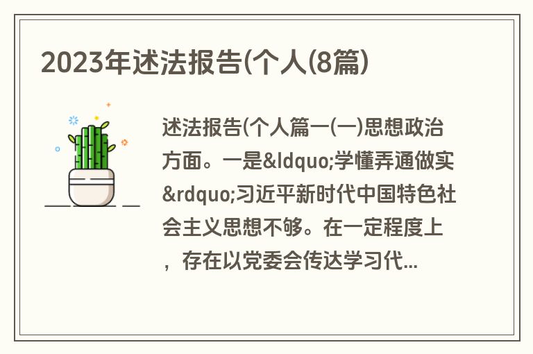 2023年述法报告(个人(8篇)