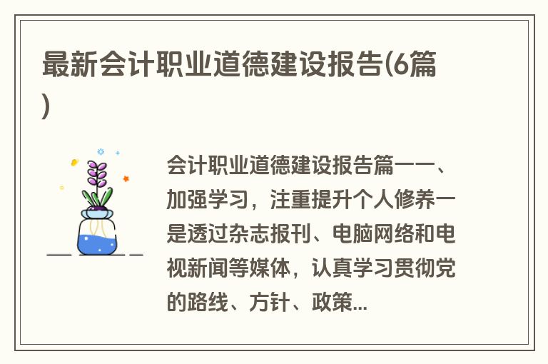 最新会计职业道德建设报告(6篇)