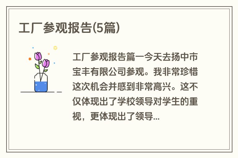 工厂参观报告(5篇)