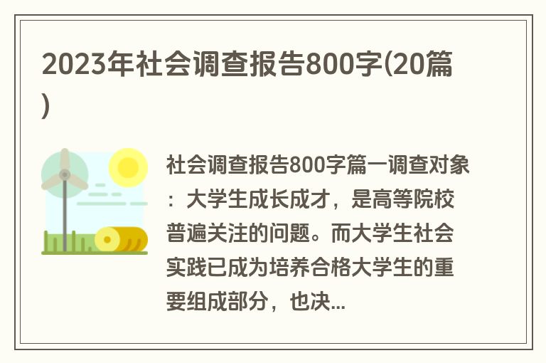 2023年社会调查报告800字(20篇)