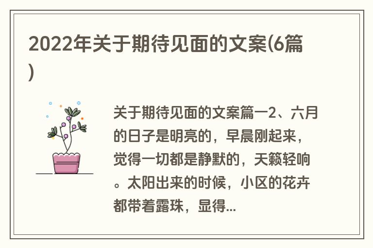 2022年关于期待见面的文案(6篇)