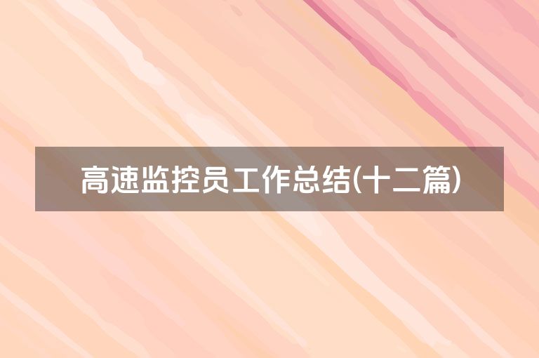高速监控员工作总结(十二篇)