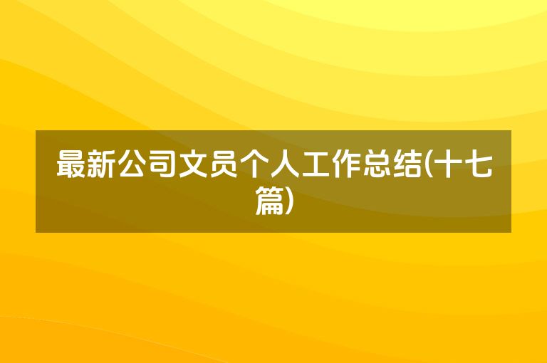 最新公司文员个人工作总结(十七篇)