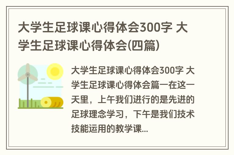 大学生足球课心得体会300字 大学生足球课心得体会(四篇)