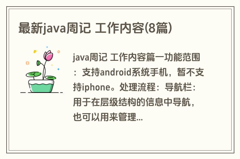 最新java周记 工作内容(8篇)