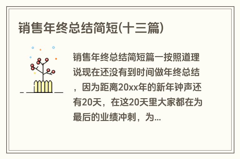 销售年终总结简短(十三篇)