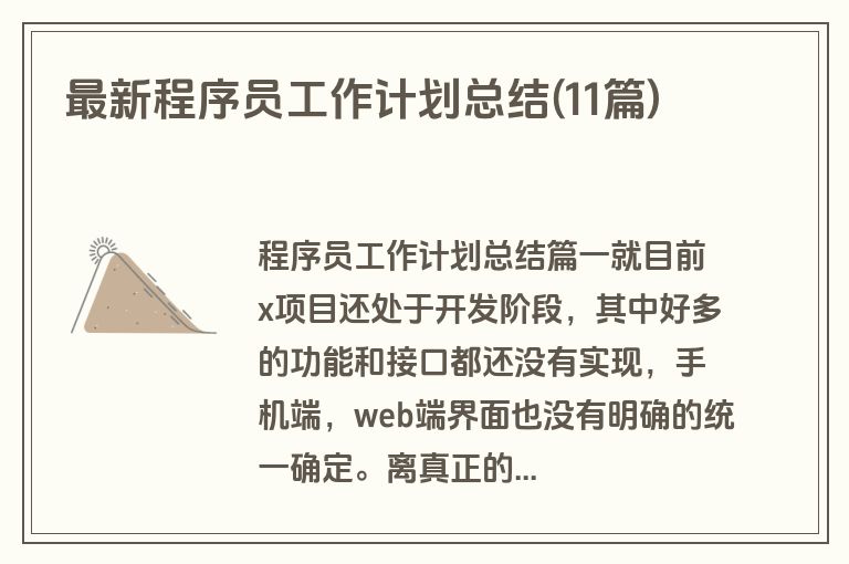 最新程序员工作计划总结(11篇)
