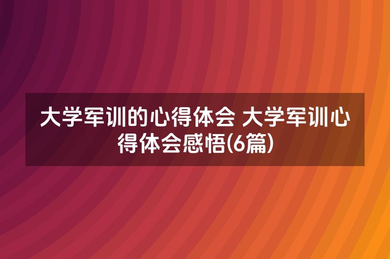 大学军训的心得体会 大学军训心得体会感悟(6篇)