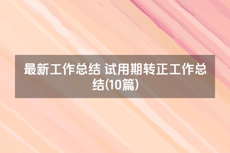 最新工作总结 试用期转正工作总结(10篇)