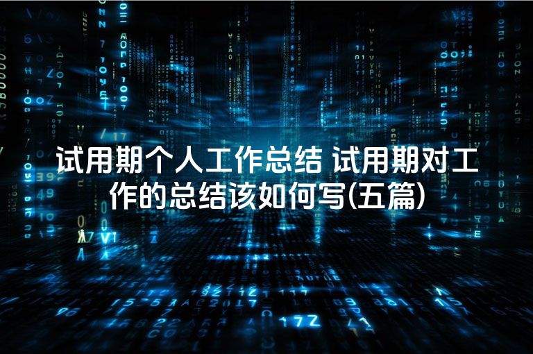 试用期个人工作总结 试用期对工作的总结该如何写(五篇)