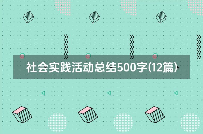 社会实践活动总结500字(12篇)