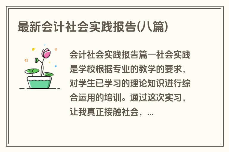 最新会计社会实践报告(八篇)