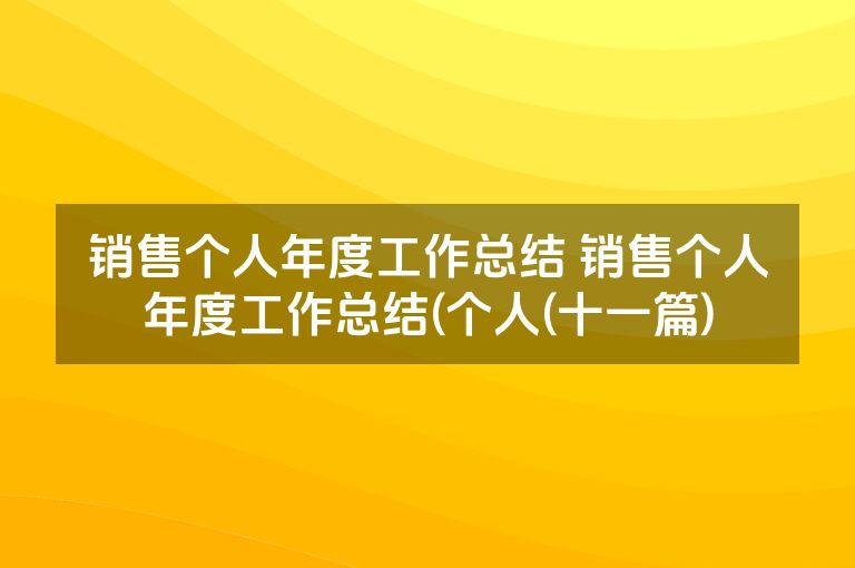 销售个人年度工作总结 销售个人年度工作总结(个人(十一篇)