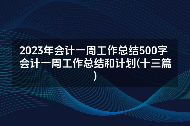 2023年会计一周工作总结500字 会计一周工作总结和计划(十三篇)