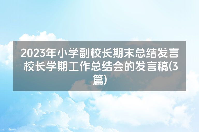 2023年小学副校长期末总结发言 校长学期工作总结会的发言稿(3篇)