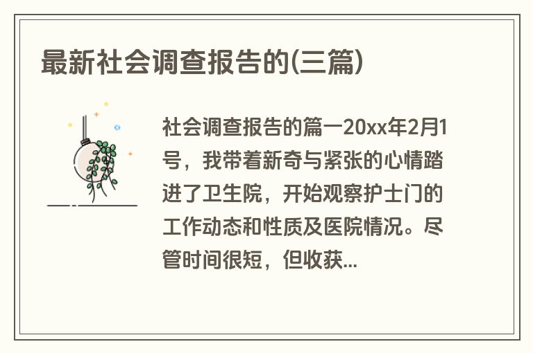 最新社会调查报告的(三篇)