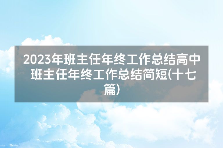 2023年班主任年终工作总结高中 班主任年终工作总结简短(十七篇)