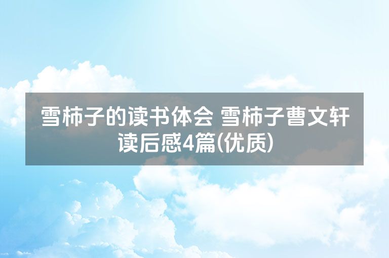 雪柿子的读书体会 雪柿子曹文轩读后感4篇(优质)