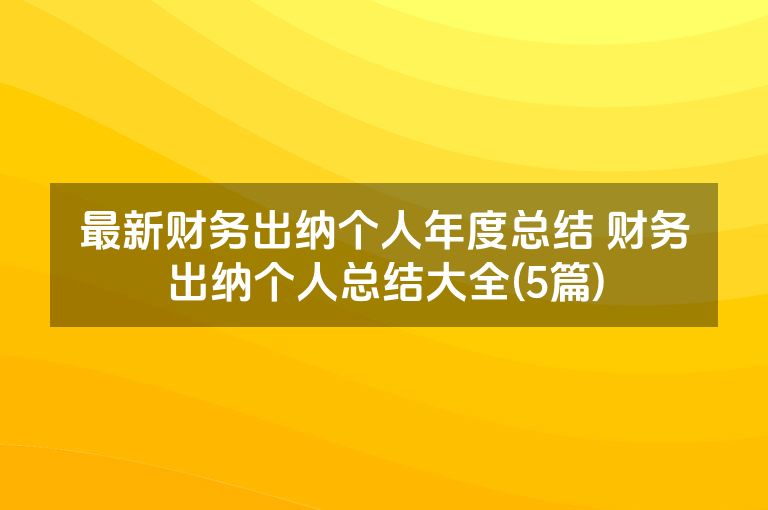 最新财务出纳个人年度总结 财务出纳个人总结大全(5篇)