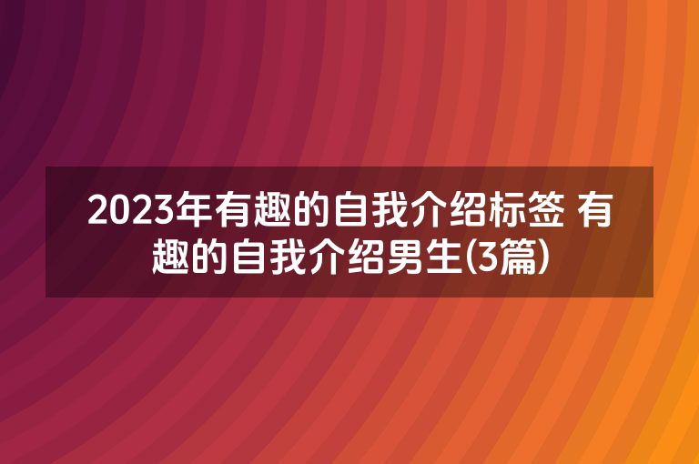 2023年有趣的自我介绍标签 有趣的自我介绍男生(3篇)