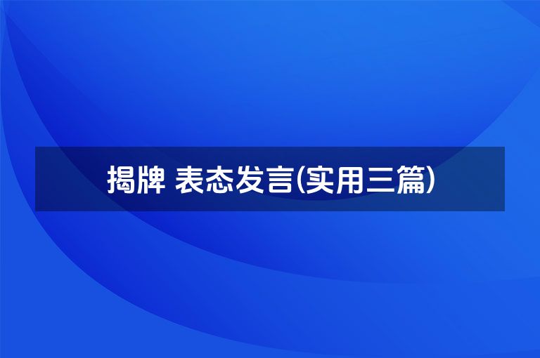 揭牌 表态发言(实用三篇)