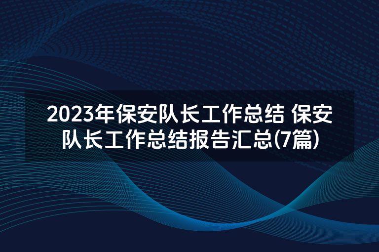 2023年保安队长工作总结 保安队长工作总结报告汇总(7篇)