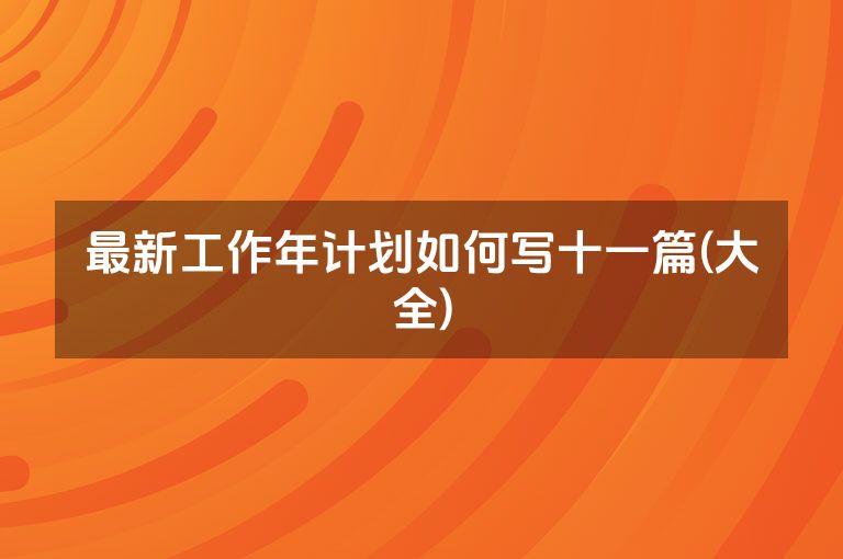 最新工作年计划如何写十一篇(大全)