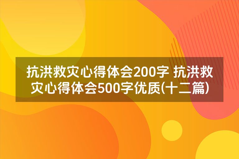 抗洪救灾心得体会200字 抗洪救灾心得体会500字优质(十二篇)